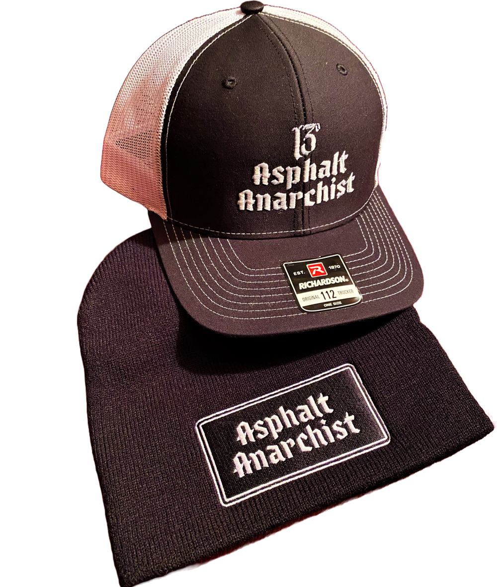 The Asphalt ⑬ Trucker Hat Combo from Asphalt Anarchist Clothing Co. HOT ROD KUSTOM KULTURE APPAREL & PRODUCTS