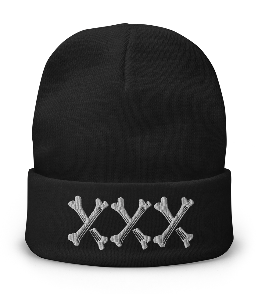 BONE GRINDER Embroidered Beanie from Asphalt Anarchist Clothing Co. OLD SKOOL HOT ROD CLOTHING & PRODUCTS