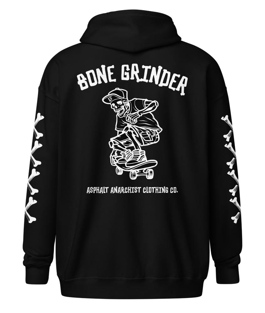 BONE GRINDER Heavy Zipper Hoodie from Asphalt Anarchist Clothing Co. OLD SKOOL HOT ROD CLOTHING & PRODUCTS