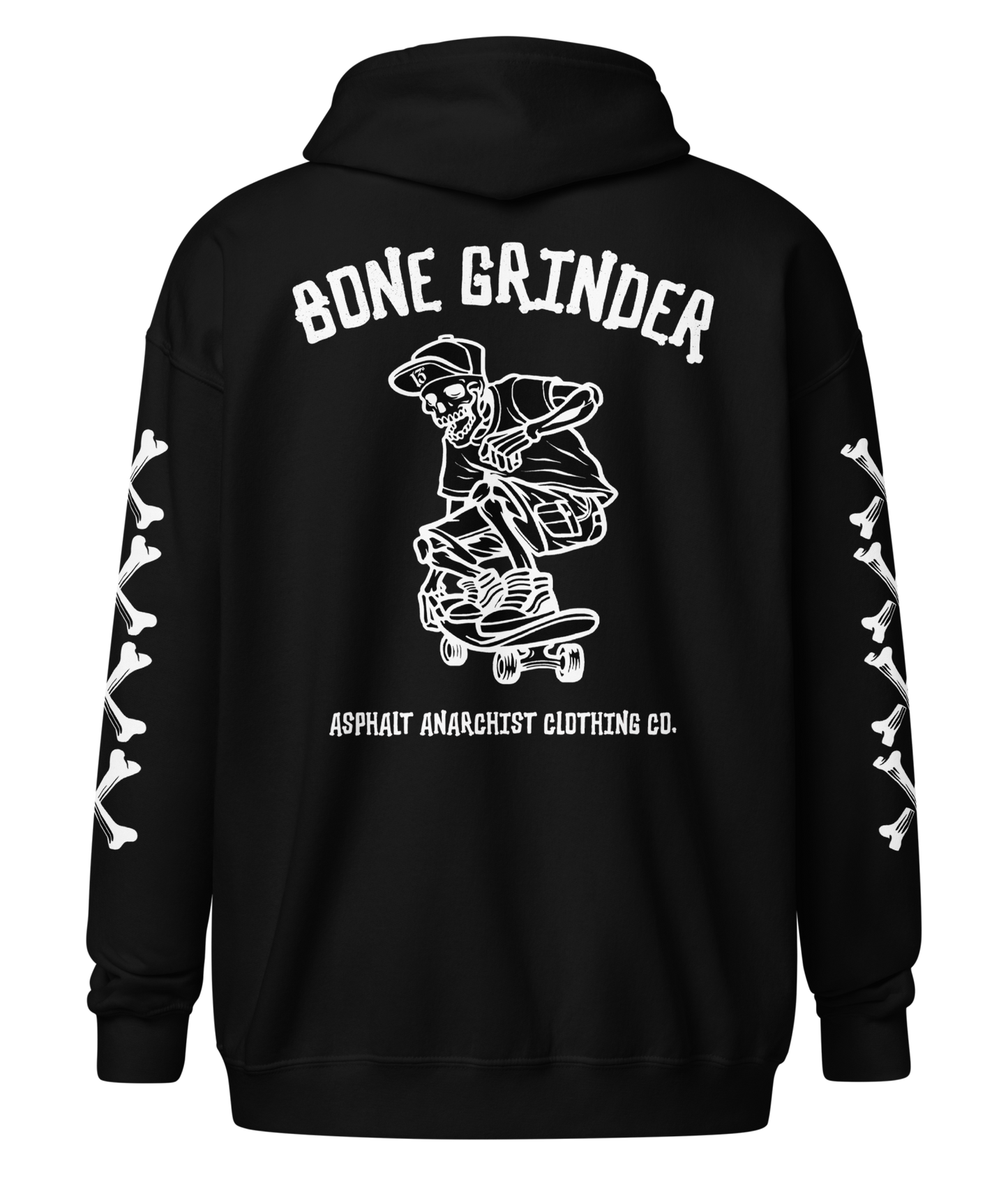 BONE GRINDER Heavy Zipper Hoodie from Asphalt Anarchist Clothing Co. OLD SKOOL HOT ROD CLOTHING & PRODUCTS