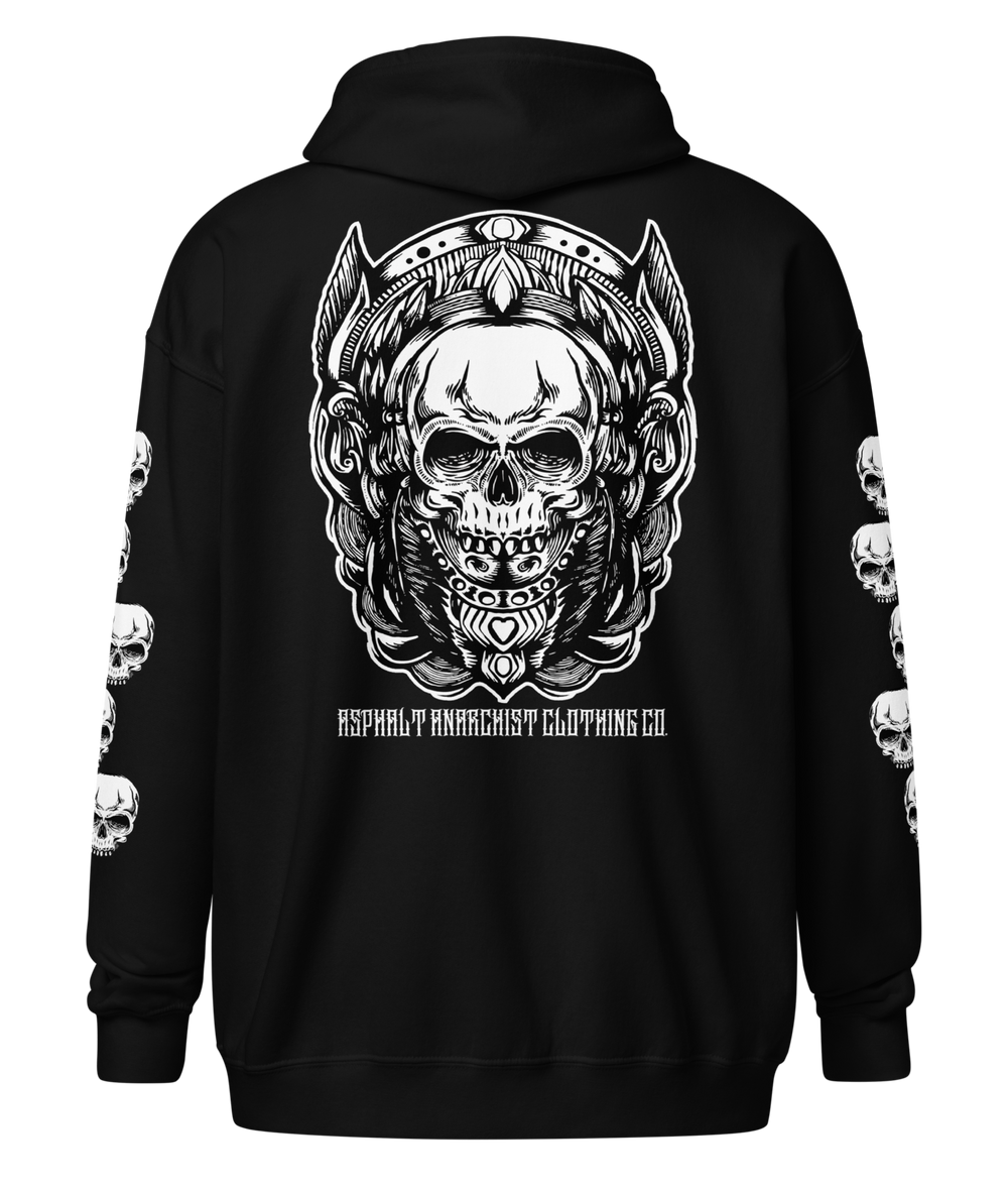 CALAVERA Heavy Zipper Hoodie from Asphalt Anarchist Clothing Co. OLD SKOOL HOT ROD CLOTHING & PRODUCTS