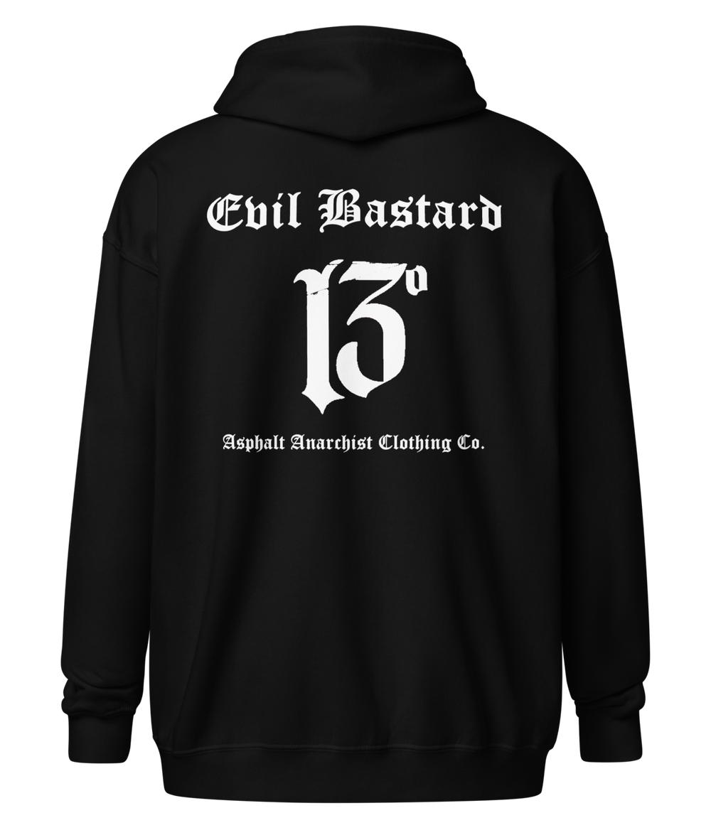 EVIL BASTARD Heavy Zipper Hoodie from Asphalt Anarchist Clothing Co. OLD SKOOL HOT ROD CLOTHING & PRODUCTS