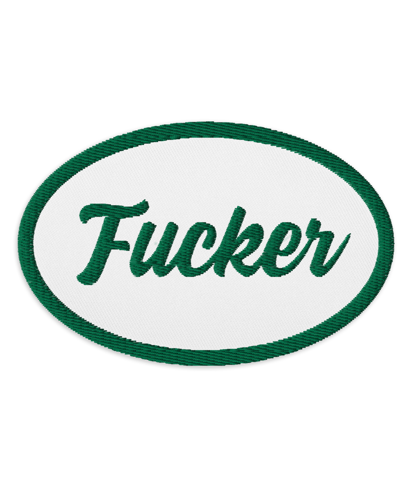 "Fucker" Embroidered Mechanic's Patch from Asphalt Anarchist Clothing Co. HOT ROD KUSTOM KULTURE APPAREL & PRODUCTS