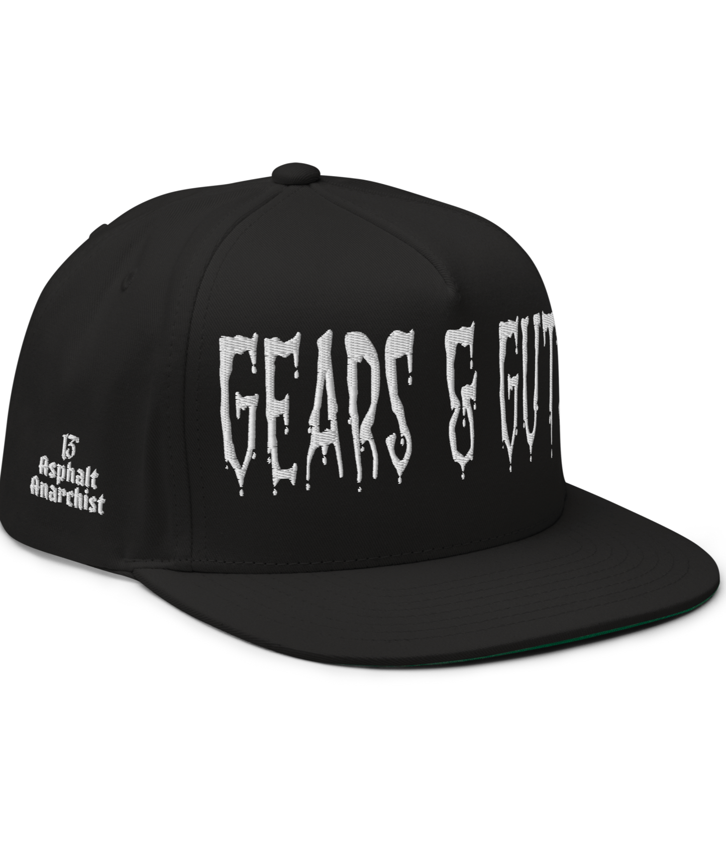 GEARS & GUTS Embroidered Snapback  from Asphalt Anarchist Clothing Co. OLD SKOLL HOT ROD CLOTHING & PRODUCTS