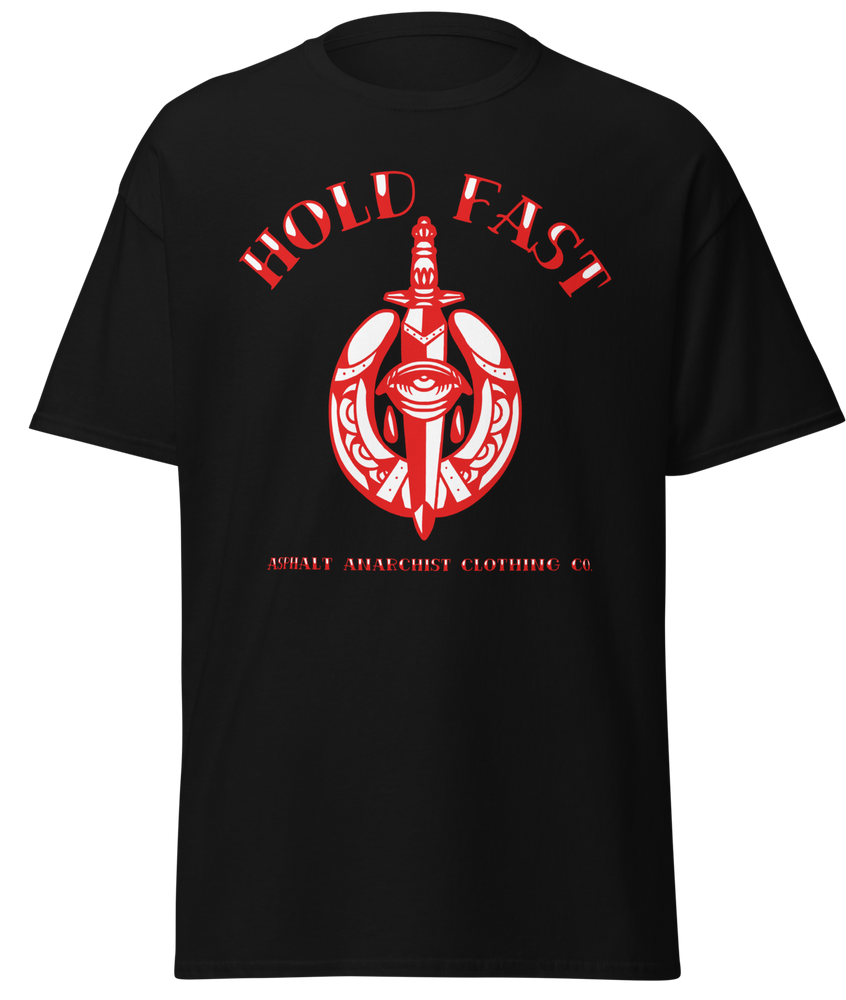 HOLD FAST Soft Tee BLK from Asphalt Anarchist Clothing Co. OLD SKOOL HOT ROD CLOTHING & PRODUCTS