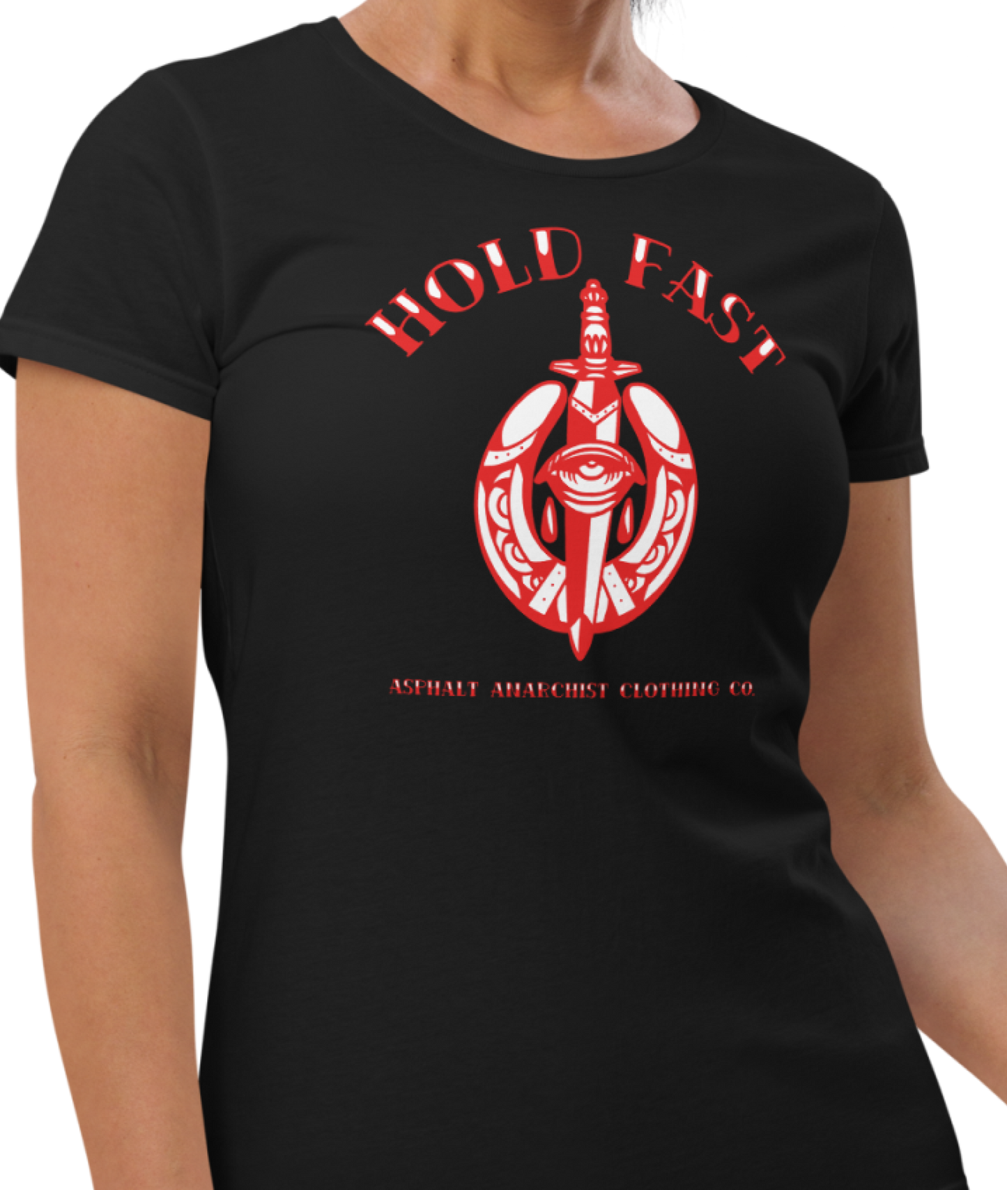 
                  
                    HOLD FAST Women's Fit Tee from Asphalt Anarchist Clothing Co. OLD SKOOL HOT ROD CLOTHING & PRODUCTS
                  
                