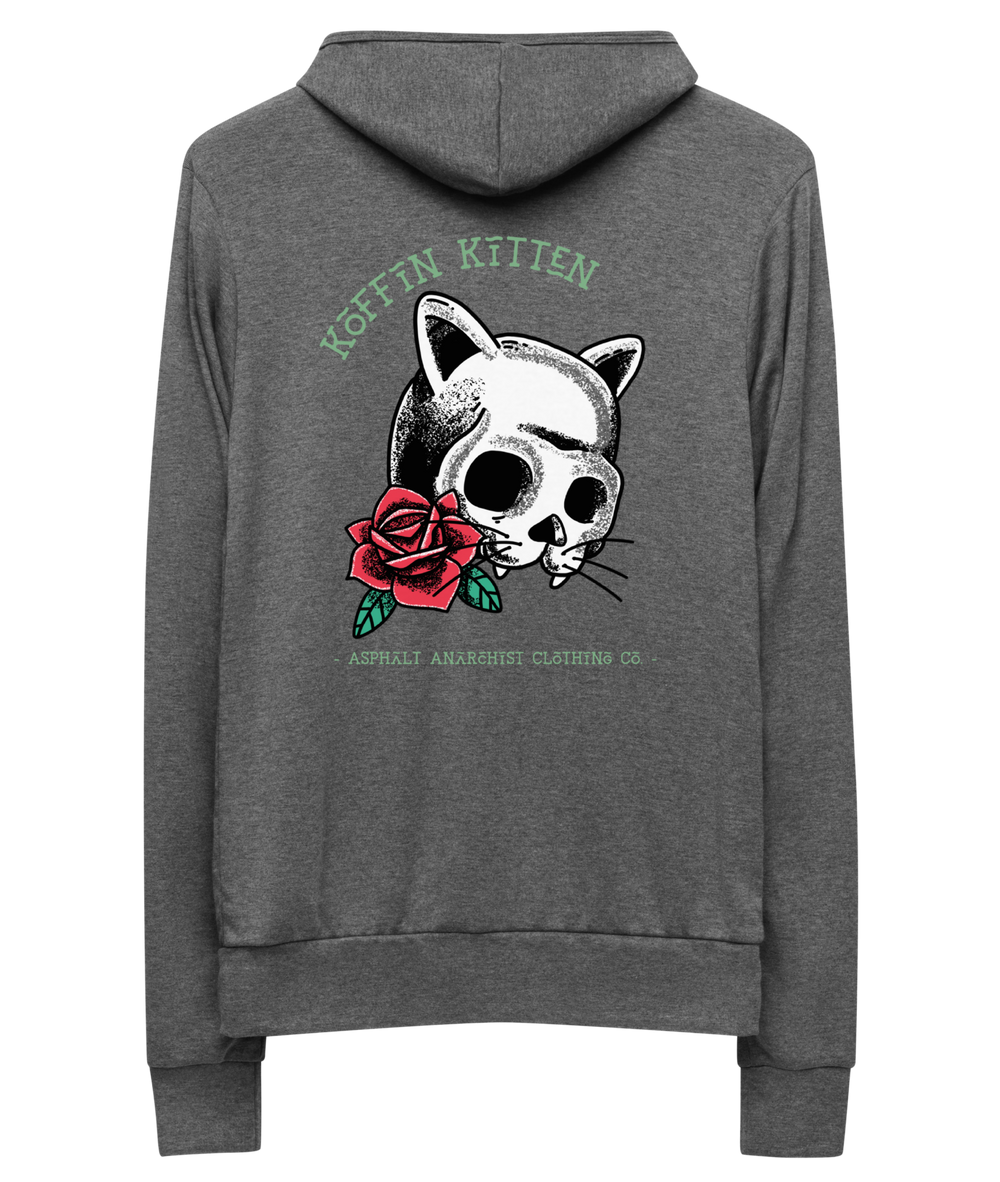 Koffin Kitten Lightweight Zip Hoodie Rockabilly Rat Rod from Asphalt Anarchist Clothing Co. Hot Rod Kustom Kulture Apparel & Products