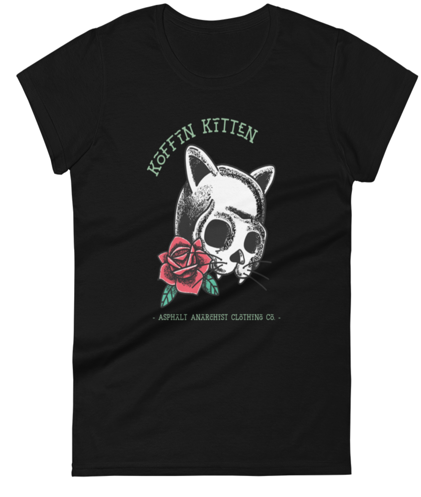 Koffin Kitten Women's Tee Rockabilly Pin Up from Asphalt Anarchist Clothing Co. HOT ROD KUSTOM KULTURE APPAREL & PRODUCTS