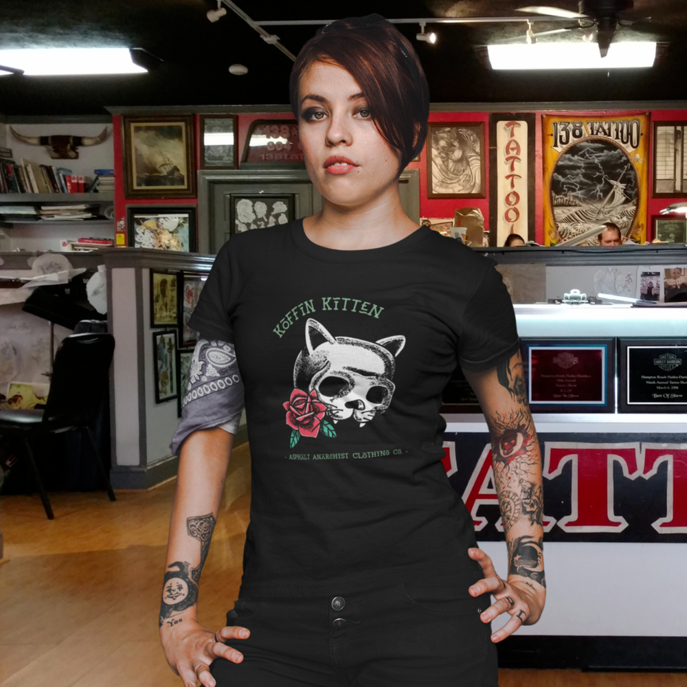 
                  
                    KOFFIN KITTEN Women's Fit Tee from Asphalt Anarchist Clothing Co. OLD SKOOL HOT ROD CLOTHING & PRODUCTS
                  
                