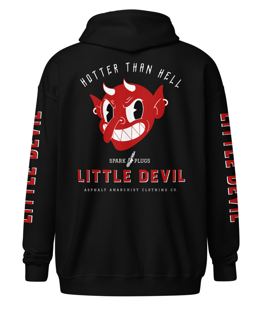 LITTLE DEVIL Heavy Zipper Hoodie from Asphalt Anarchist Clothing Co. OLD SKOOL HOT ROD CLOTHING & PRODUCTS