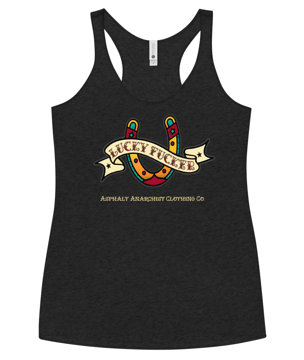 LUCKY FUCKER Women's Tank from Asphalt Anarchist Clothing Co. OLD SKOOL HOT ROD CLOTHING & PRODUCTS