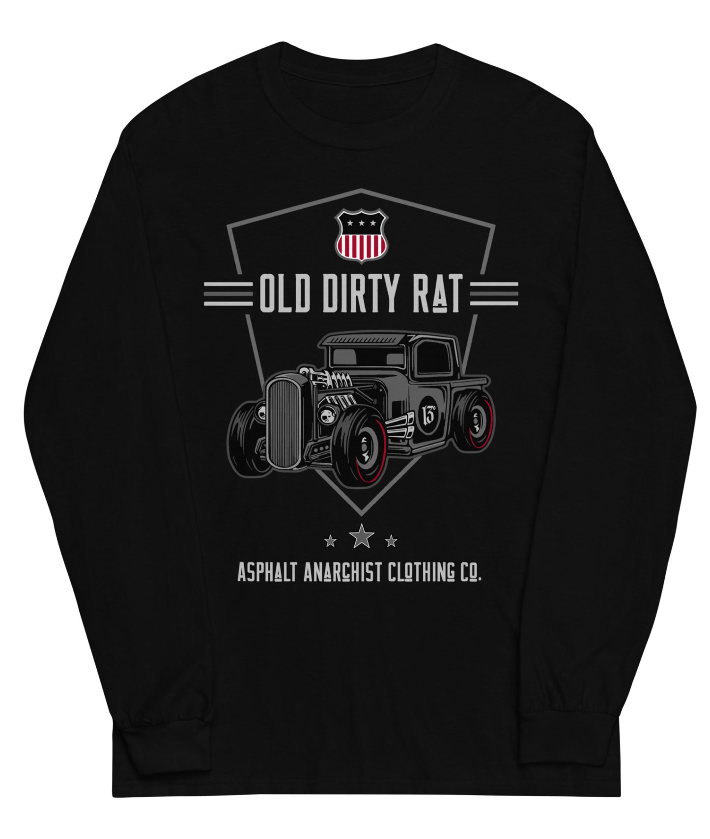 OLD DIRTY RAT Long Sleeve Tee from Asphalt Anarchist Clothing Co. OLD SKOOL HOT ROD CLOTHING & PRODUCTS