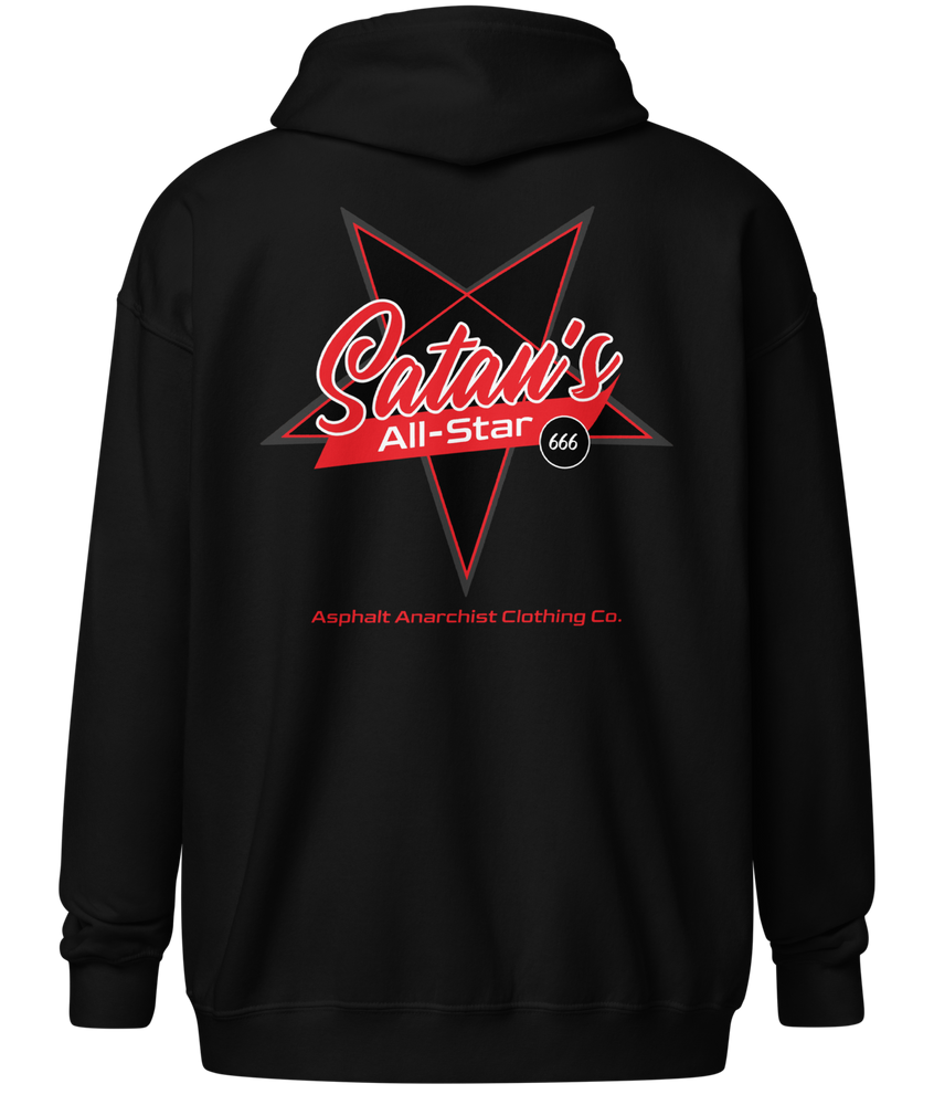 Satan's All Star Heavy Zipper Hoodie from Asphalt Anarchist Clothing Co. OLD SKOOL HOT ROD CLOTHING & PRODUCTS