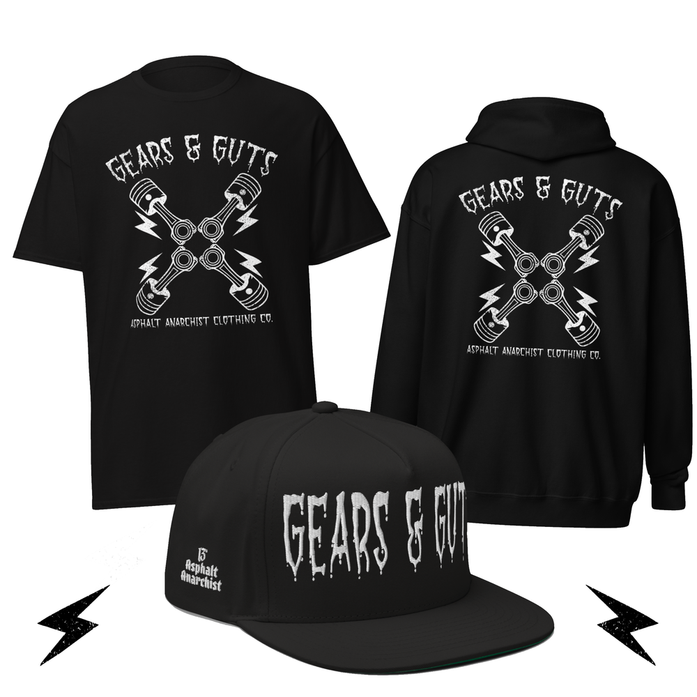 Gears & Guts Collection from Asphalt Anarchist Clothing Co. OLD SKOOL HOT ROD CLOTHING & PRODUCTS