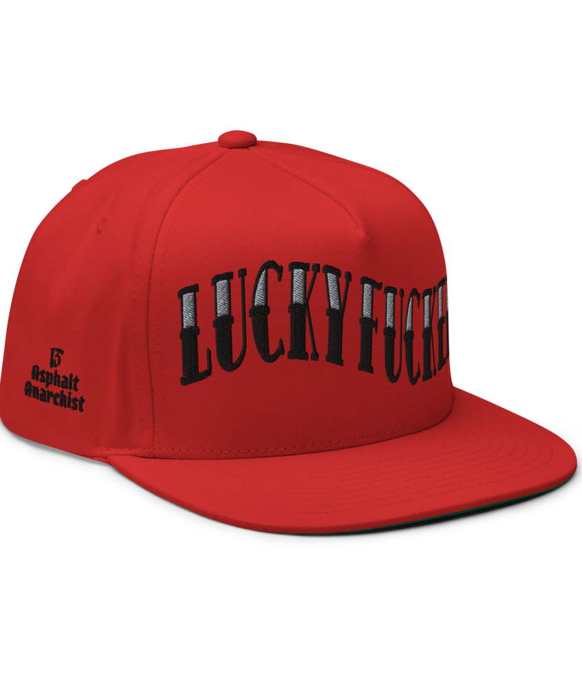 Lucky Fucker Snapback Hat from Asphalt Anarchist Clothing Co. OLD SKOOL HOT ROD CLOTHING & PRODUCTS