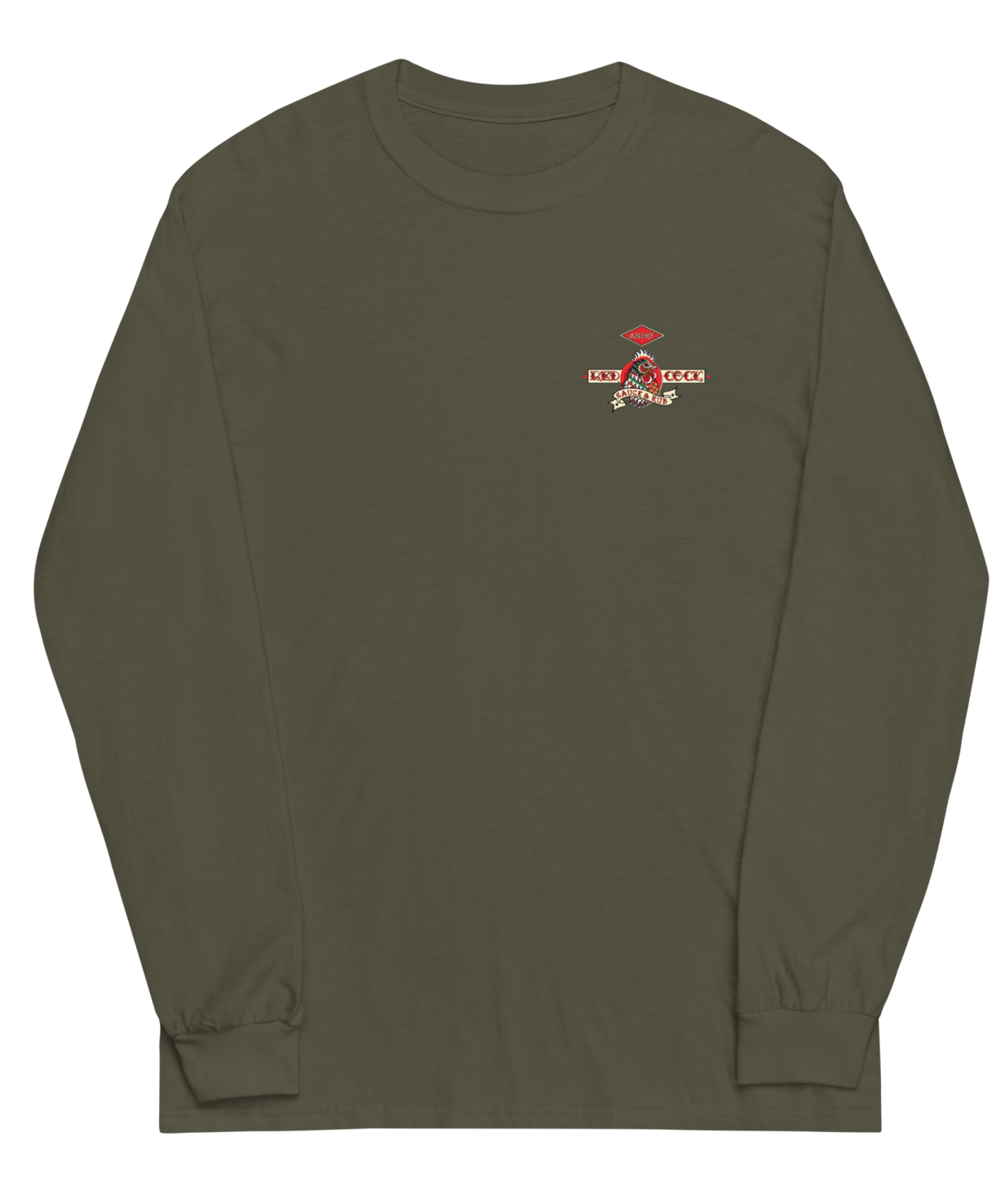 
                  
                    The Angry Red Cock Long Sleeve Shirt from Angry Red Cock Sauce & Rub Handcrafted in the U.S.A. Nobody Beats the Cock
                  
                