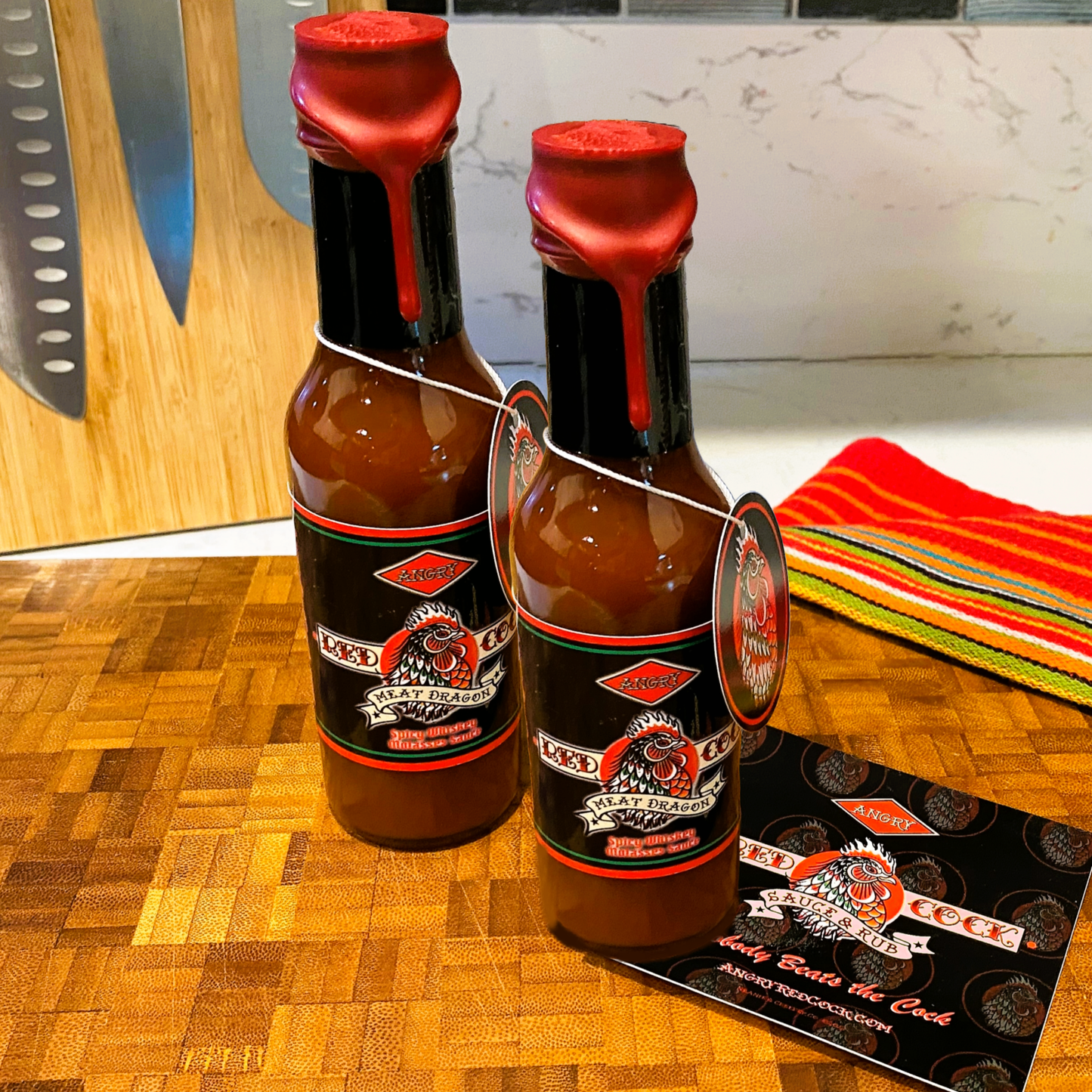 Meat Dragon 2-Pack Spicy Molasses Sauce from Angry Red Cock Sauce & Rub Handcrafted in the U.S.A. Nobody Beats the Cock.