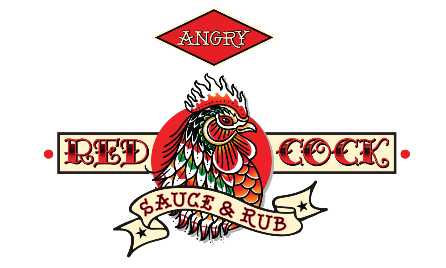 Angry Red Cock Sauce & Rub Logo Handcrafted in the U.S.A.