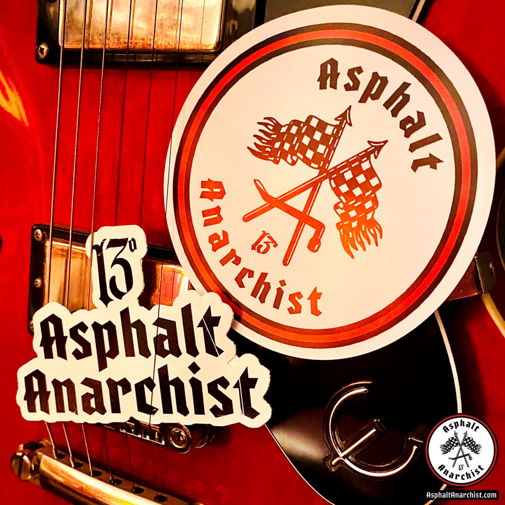 
                  
                    The Classic Red Line & Asphalt 13 Stickers from Asphalt Anarchist Clothing Co. KUSTOM KULTURE APPAREL & PRODUCTS
                  
                