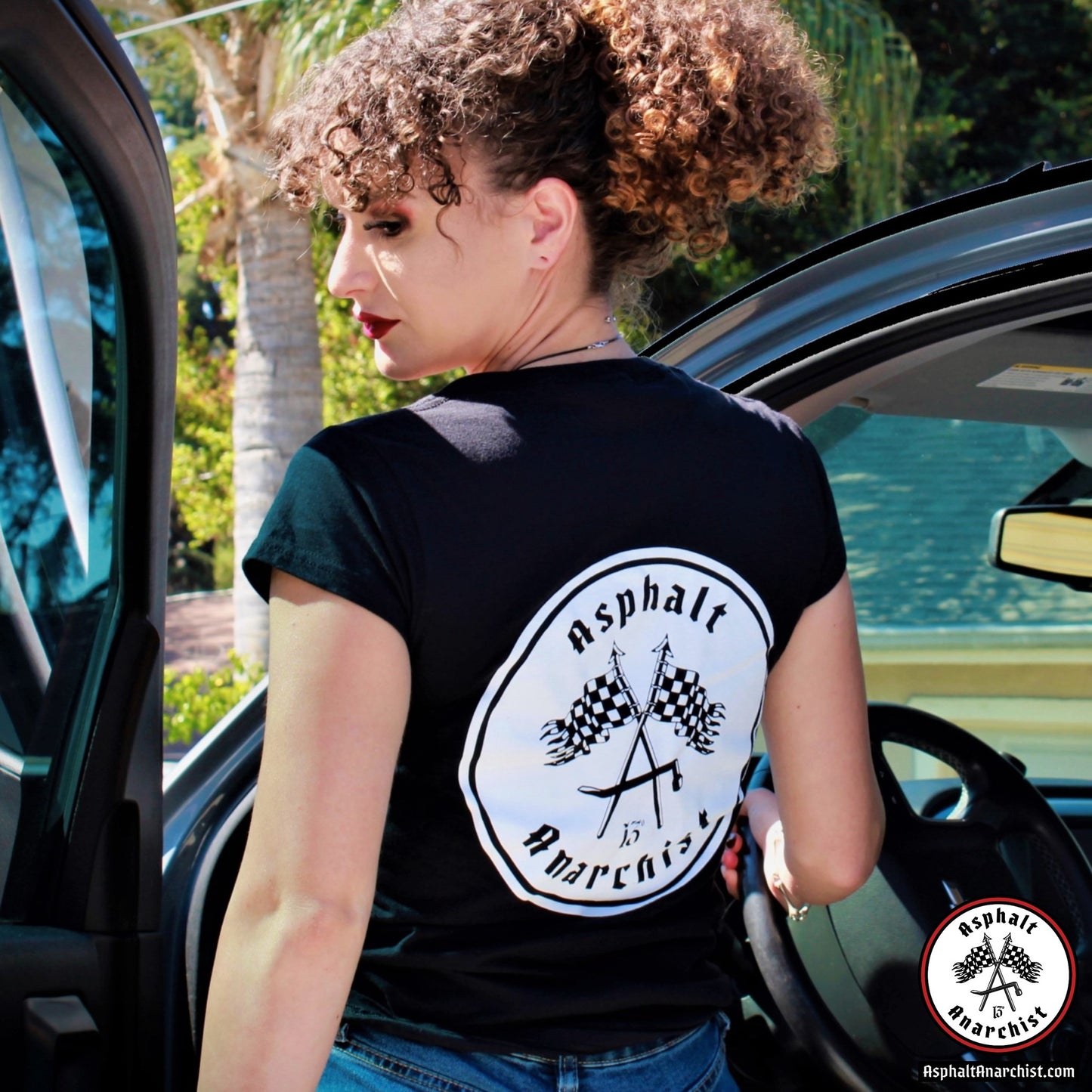 
                  
                    The Finish Line Women's T-Shirt from Asphalt Anarchist Clothing Co. KUSTOM KULTURE APPAREL & PRODUCTS
                  
                